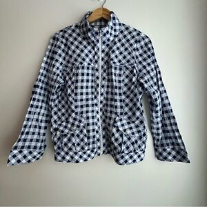 Pianopiano Checkered Cotton Light-Weighted Zip-Up Jacket L /154-162cm Women XS/S